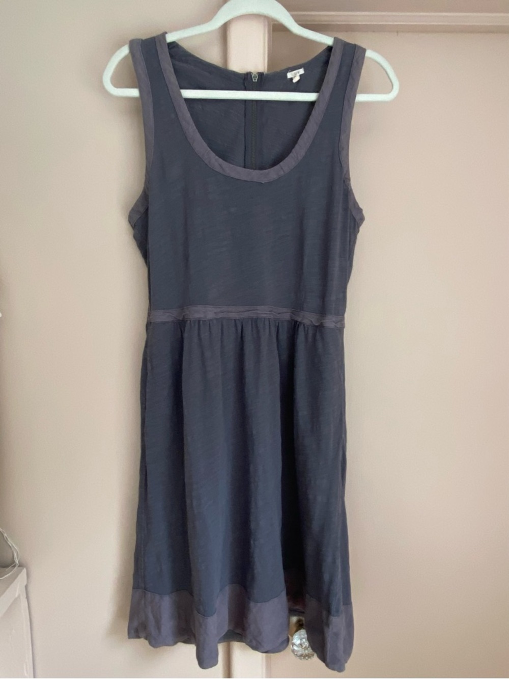 J. Crew Sleeveless Scoop Neck Dress in Charcoal Gray 100% Cotton